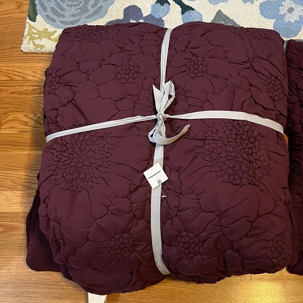 Anthropologie Dahlia Cotton Jersey Floral Queen Quilt Plus Euro Sham NWT
